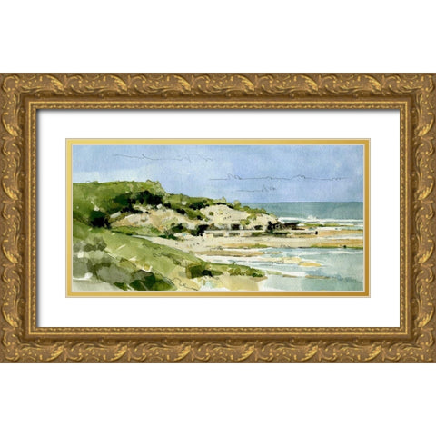 Coastal Sketch I Gold Ornate Wood Framed Art Print with Double Matting by Caroline, Emma
