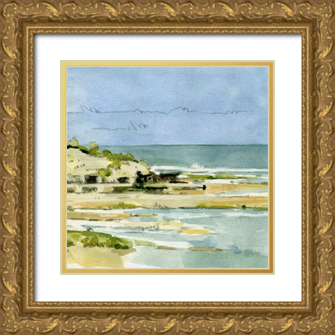 Coastal Sketch IV Gold Ornate Wood Framed Art Print with Double Matting by Caroline, Emma