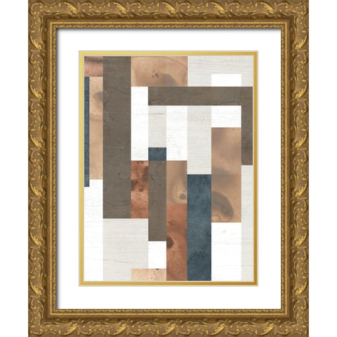 Earthen Interlock I Gold Ornate Wood Framed Art Print with Double Matting by Vess, June Erica