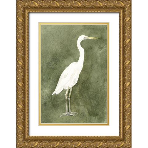 Emerald Heron III Gold Ornate Wood Framed Art Print with Double Matting by Caroline, Emma