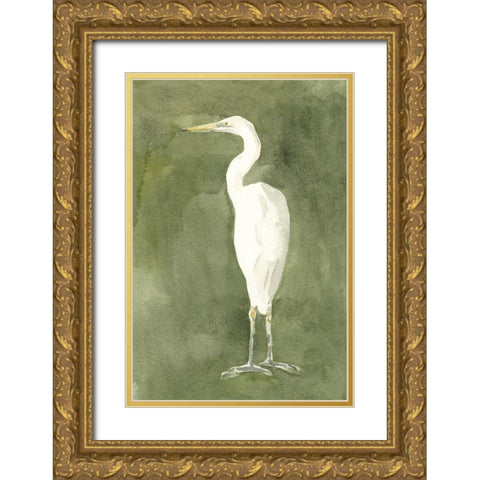Emerald Heron IV Gold Ornate Wood Framed Art Print with Double Matting by Caroline, Emma