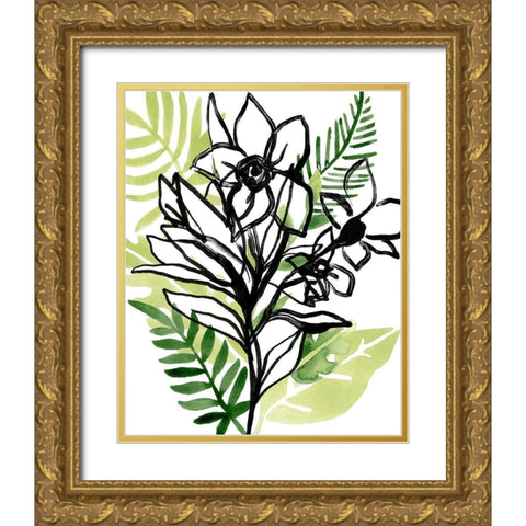 Tropical Sketchbook II Gold Ornate Wood Framed Art Print with Double Matting by Vess, June Erica