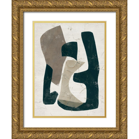 UA Impasto Puzzle I Gold Ornate Wood Framed Art Print with Double Matting by Vess, June Erica