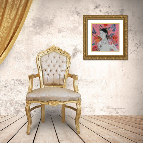 Lady Florals II Gold Ornate Wood Framed Art Print with Double Matting by Iafrate, Sandra