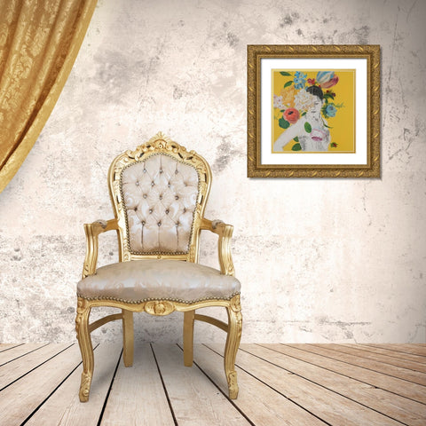 Lady Florals III Gold Ornate Wood Framed Art Print with Double Matting by Iafrate, Sandra