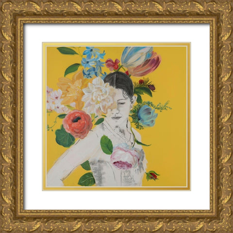 Lady Florals III Gold Ornate Wood Framed Art Print with Double Matting by Iafrate, Sandra