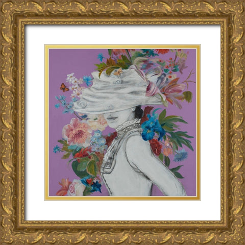 Lady Florals IV Gold Ornate Wood Framed Art Print with Double Matting by Iafrate, Sandra