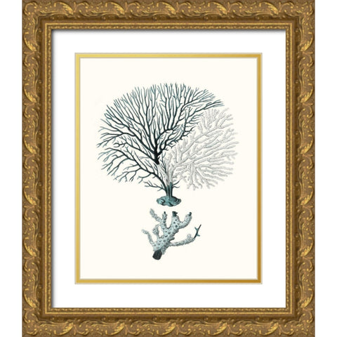 Antique Coastal Coral III Gold Ornate Wood Framed Art Print with Double Matting by Esper, Johann