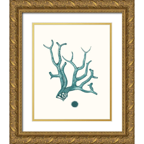 Antique Coastal Coral IX Gold Ornate Wood Framed Art Print with Double Matting by Esper, Johann