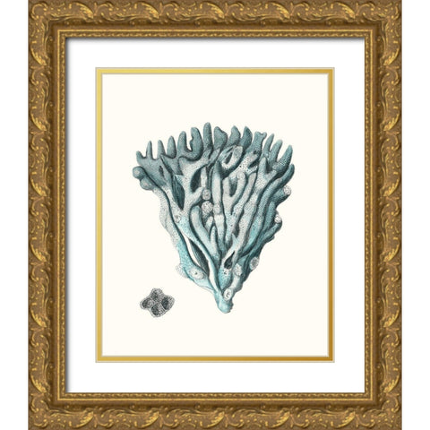 Antique Coastal Coral X Gold Ornate Wood Framed Art Print with Double Matting by Esper, Johann