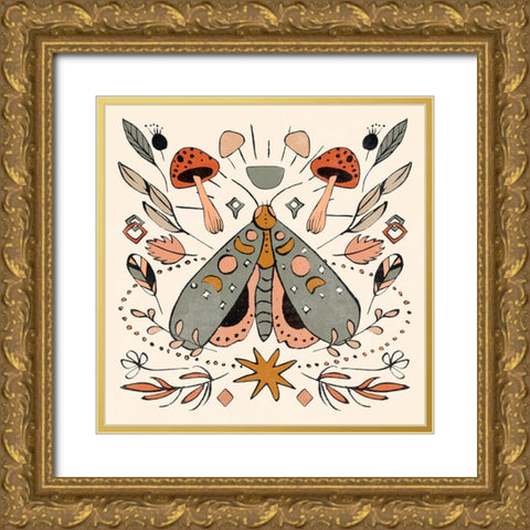 Luna Moths III Gold Ornate Wood Framed Art Print with Double Matting by Wang, Melissa