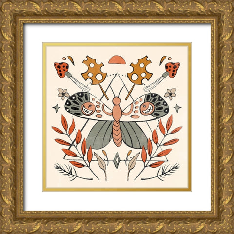 Luna Moths V Gold Ornate Wood Framed Art Print with Double Matting by Wang, Melissa