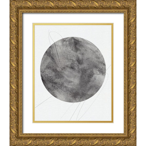 Graphite Moon II Gold Ornate Wood Framed Art Print with Double Matting by Green, Jacob