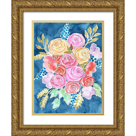 Floral Gaze I Gold Ornate Wood Framed Art Print with Double Matting by Moore, Regina