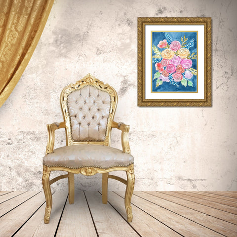 Floral Gaze II Gold Ornate Wood Framed Art Print with Double Matting by Moore, Regina