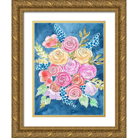 Floral Gaze II Gold Ornate Wood Framed Art Print with Double Matting by Moore, Regina
