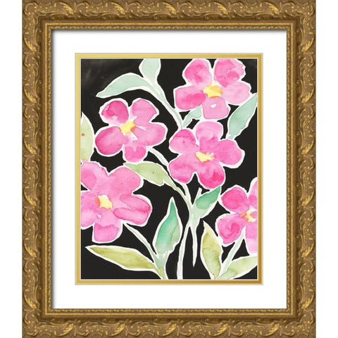 Floral Choir Gold Ornate Wood Framed Art Print with Double Matting by Moore, Regina