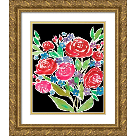 Floral Choir Bouquet Gold Ornate Wood Framed Art Print with Double Matting by Moore, Regina