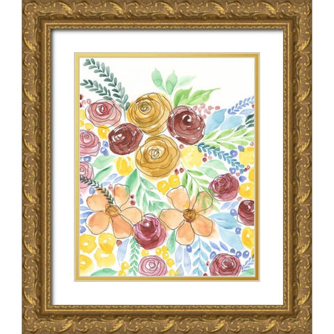 Flower Carousel I Gold Ornate Wood Framed Art Print with Double Matting by Moore, Regina