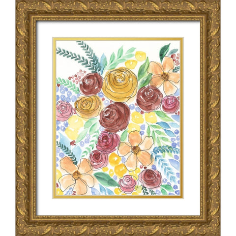 Flower Carousel II Gold Ornate Wood Framed Art Print with Double Matting by Moore, Regina