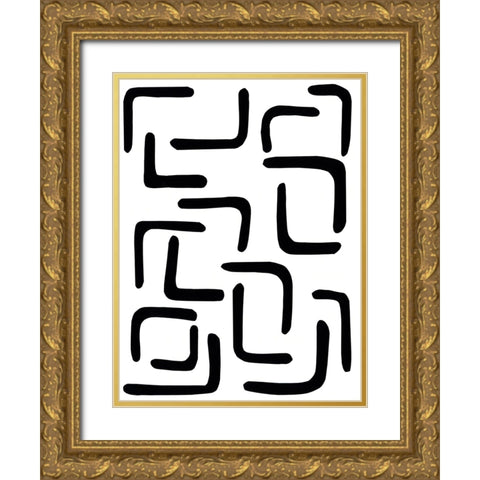 Shuffle III Gold Ornate Wood Framed Art Print with Double Matting by Moore, Regina