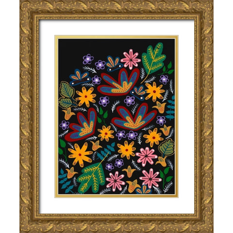 Muddled Flowers I Gold Ornate Wood Framed Art Print with Double Matting by Moore, Regina