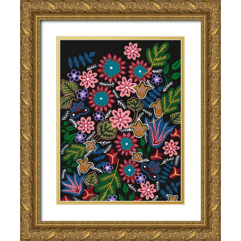 Muddled Flowers II Gold Ornate Wood Framed Art Print with Double Matting by Moore, Regina