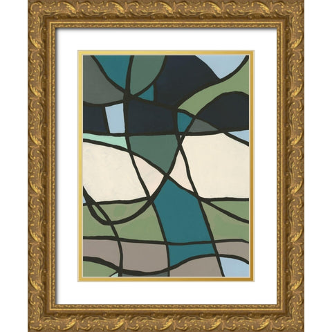 Multicolor Stained Glass I Gold Ornate Wood Framed Art Print with Double Matting by Moore, Regina