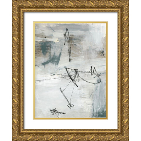 Custom Abstract Map Lines II Gold Ornate Wood Framed Art Print with Double Matting by Parker, Jennifer Paxton