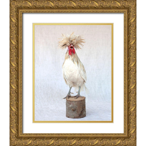 Rod the Rooster III Gold Ornate Wood Framed Art Print with Double Matting by Soderman, Tania