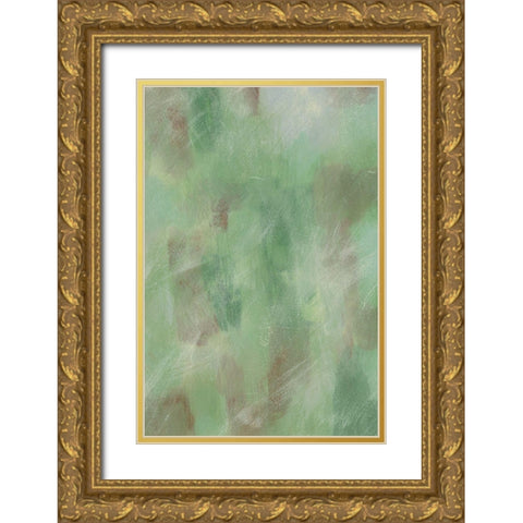 Green Shadows I Gold Ornate Wood Framed Art Print with Double Matting by Moore, Regina