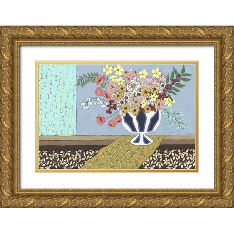 Flowers Blooming Gold Ornate Wood Framed Art Print with Double Matting by Moore, Regina