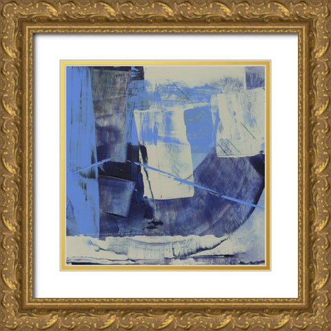 Evolve Blue II Gold Ornate Wood Framed Art Print with Double Matting by Gordon, Sharon