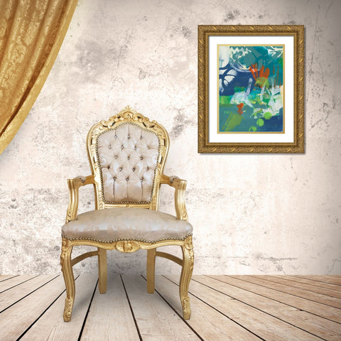 Tropical Graphics I Gold Ornate Wood Framed Art Print with Double Matting by Combs, Joyce