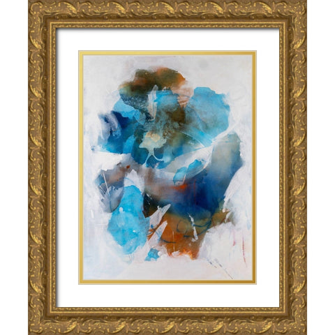 Misty Blue II Gold Ornate Wood Framed Art Print with Double Matting by Combs, Joyce