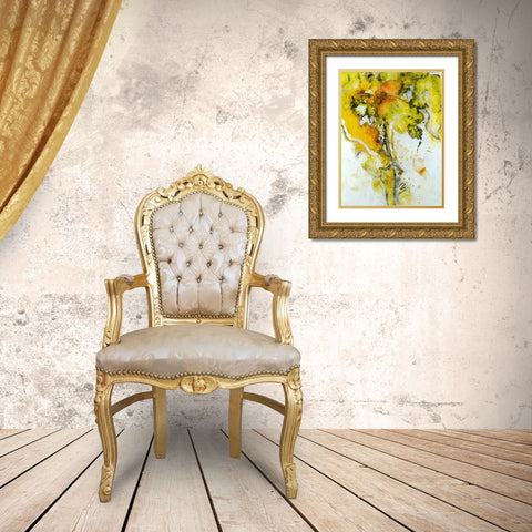 Golden Foliage II Gold Ornate Wood Framed Art Print with Double Matting by Combs, Joyce