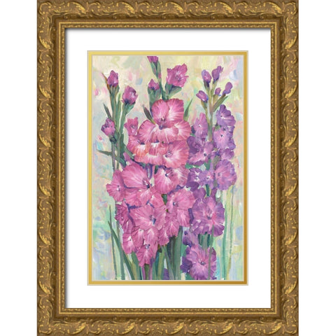 Gladiolas Blooming I Gold Ornate Wood Framed Art Print with Double Matting by OToole, Tim