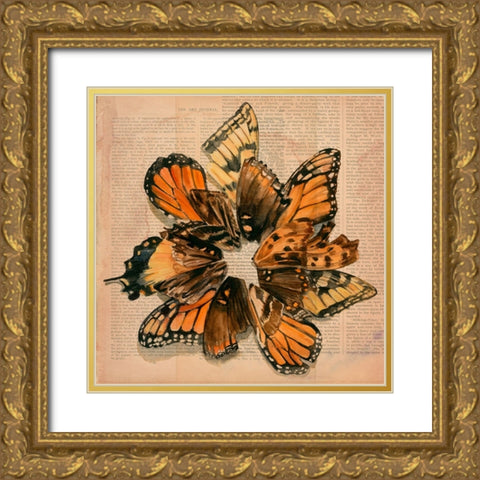 Winged Wreath III Gold Ornate Wood Framed Art Print with Double Matting by Parker, Jennifer Paxton