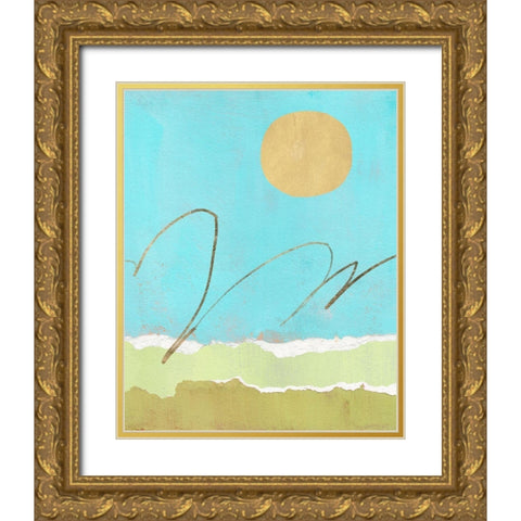 Green and Gold Pieced Landscape II Gold Ornate Wood Framed Art Print with Double Matting by Green, Jacob