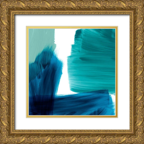 Seastrokes I Gold Ornate Wood Framed Art Print with Double Matting by Borges, Victoria