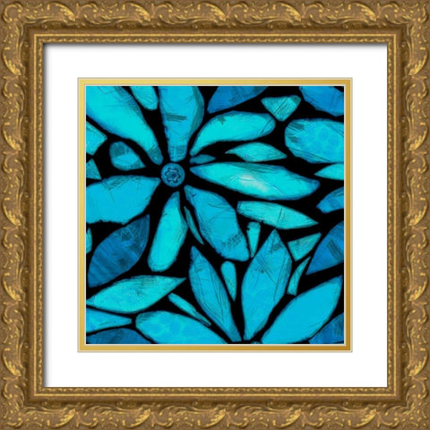 Black and Blue I Gold Ornate Wood Framed Art Print with Double Matting by Saunders, Alonzo