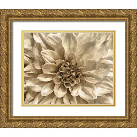 Neutral Wall Flower I Gold Ornate Wood Framed Art Print with Double Matting by Saunders, Alonzo