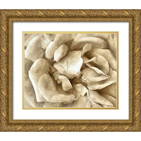 Neutral Wall Flower II Gold Ornate Wood Framed Art Print with Double Matting by Saunders, Alonzo