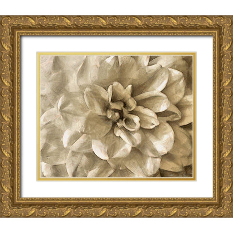 Neutral Wall Flower III Gold Ornate Wood Framed Art Print with Double Matting by Saunders, Alonzo