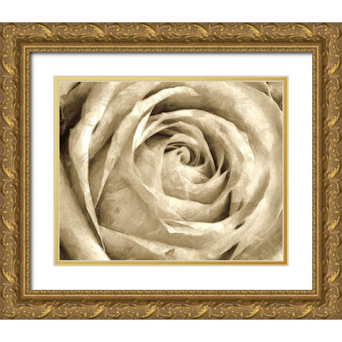 Neutral Wall Flower IV Gold Ornate Wood Framed Art Print with Double Matting by Saunders, Alonzo