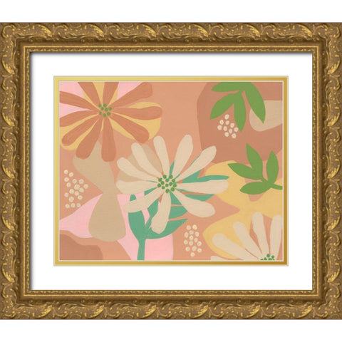 Neutral Blooms III Gold Ornate Wood Framed Art Print with Double Matting by Moore, Regina