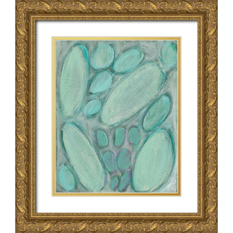 Blue Orbs I Gold Ornate Wood Framed Art Print with Double Matting by Moore, Regina