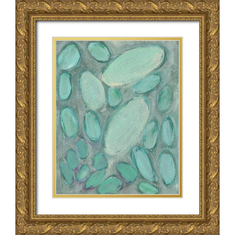 Blue Orbs II Gold Ornate Wood Framed Art Print with Double Matting by Moore, Regina