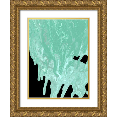 Teal Cascade I Gold Ornate Wood Framed Art Print with Double Matting by Moore, Regina