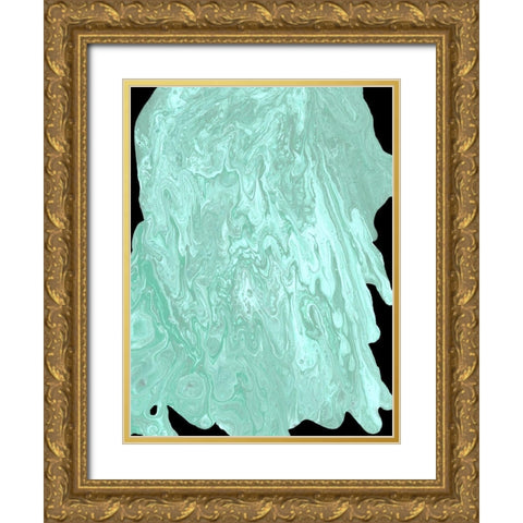 Teal Cascade II Gold Ornate Wood Framed Art Print with Double Matting by Moore, Regina